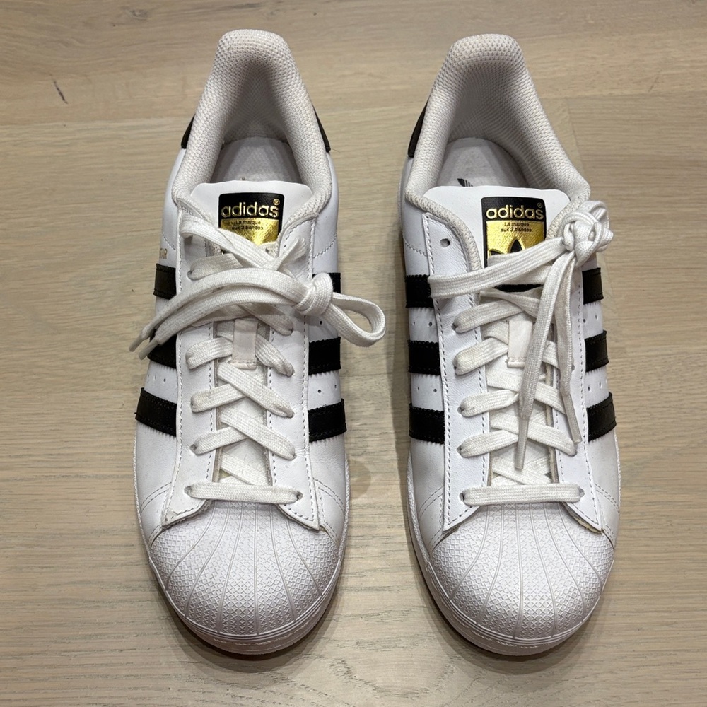 Adidas Men's White and Black Superstar Sneakers